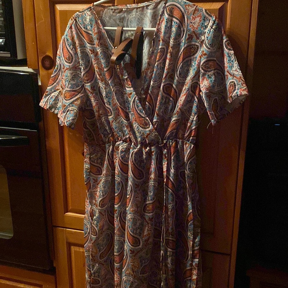 Swim cover dress with belt